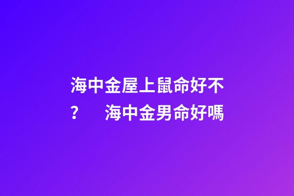 海中金屋上鼠命好不？　海中金男命好嗎